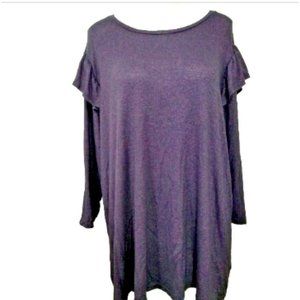 Ava Viv Womens Tunic Top Purple Long Sleeve Ruffle Sleeve Blouse Plus Size 2X